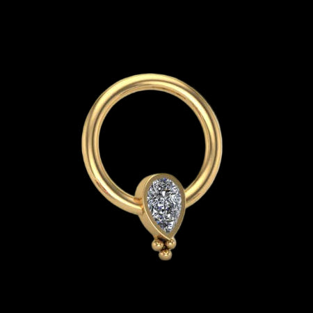 3 Bead Pear Seamring CZ YG