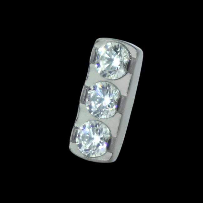 3 gem CZ Bar Ti.