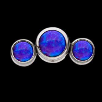 3 gem Purple Opal Cluster Side Set Ti