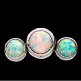 3 gem White Opal Cluster Side Set Ti