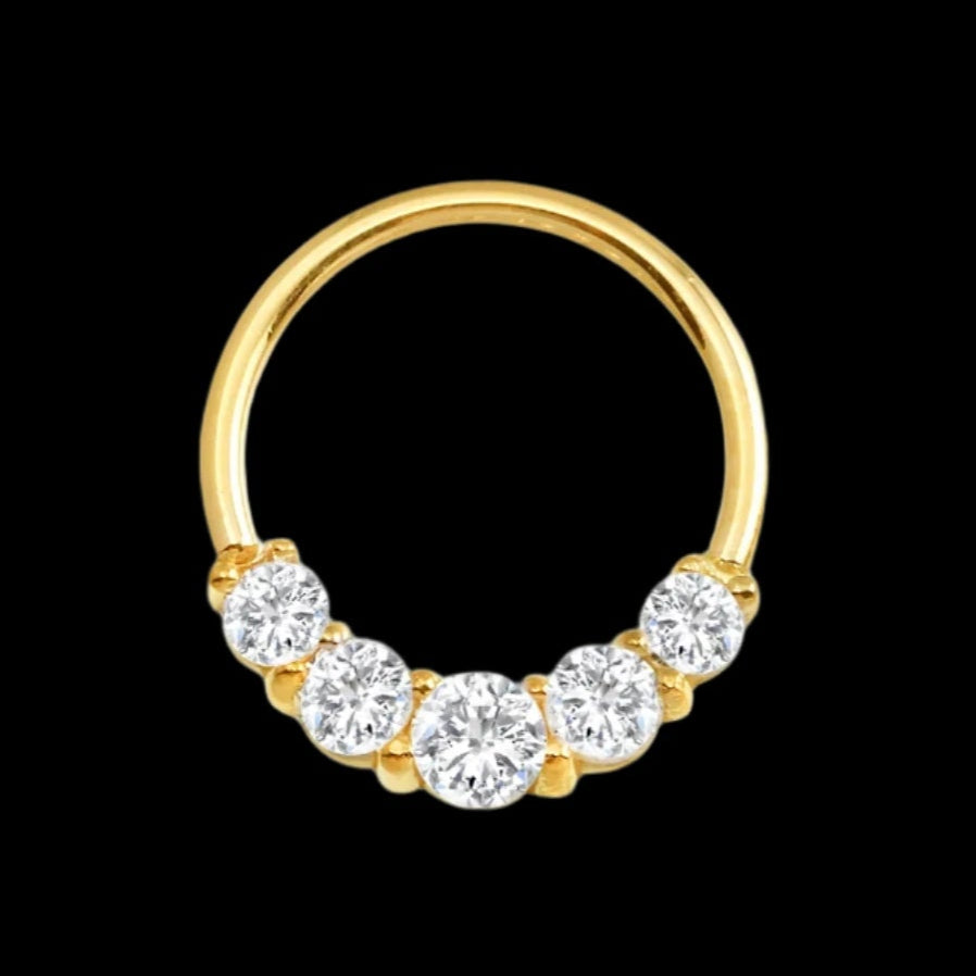 18g 11/32 5 Gem CZ Seamring YG