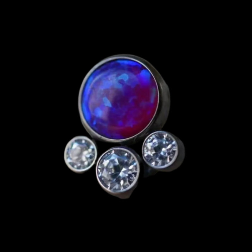 Sm Purp Opal/CZ 4 gem Cluster Ti.
