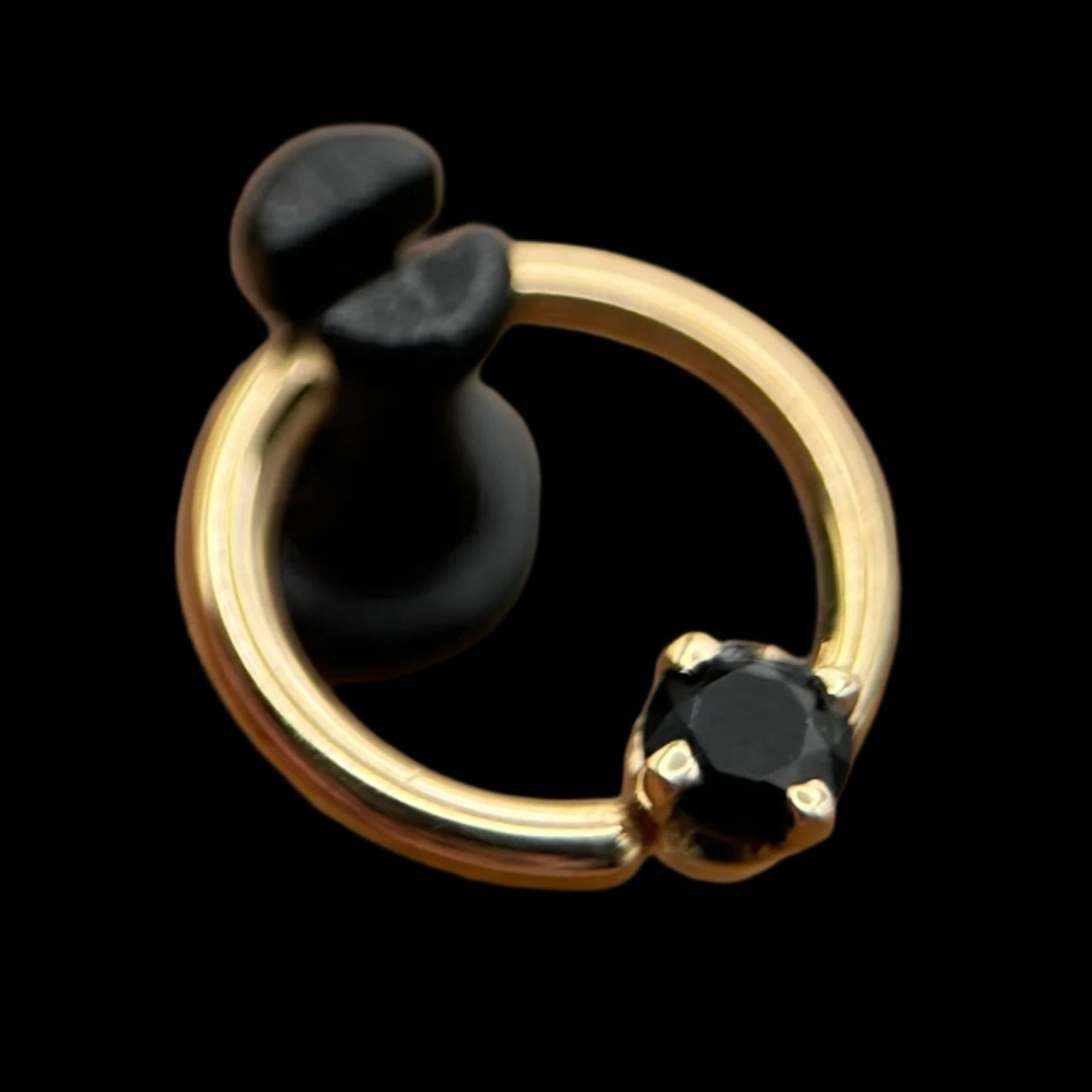 16g 5/16 Black Prong Ring YG