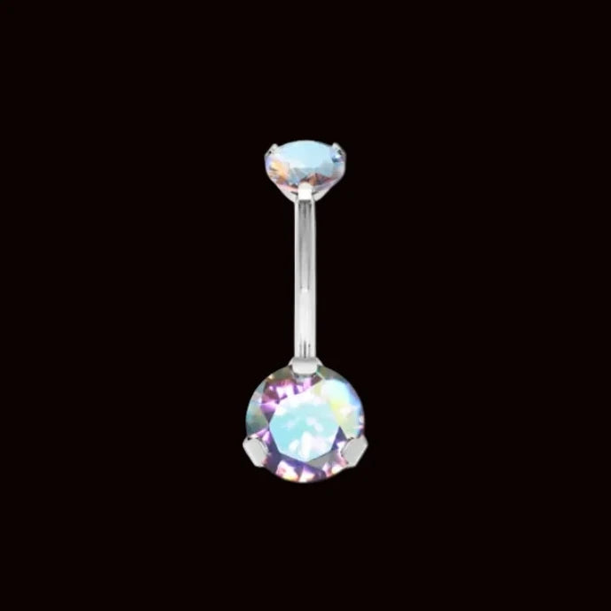 Double Aurora Prong Navel Curve Ti.