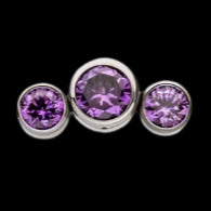 3 gem Purple Cluster Side Set Ti