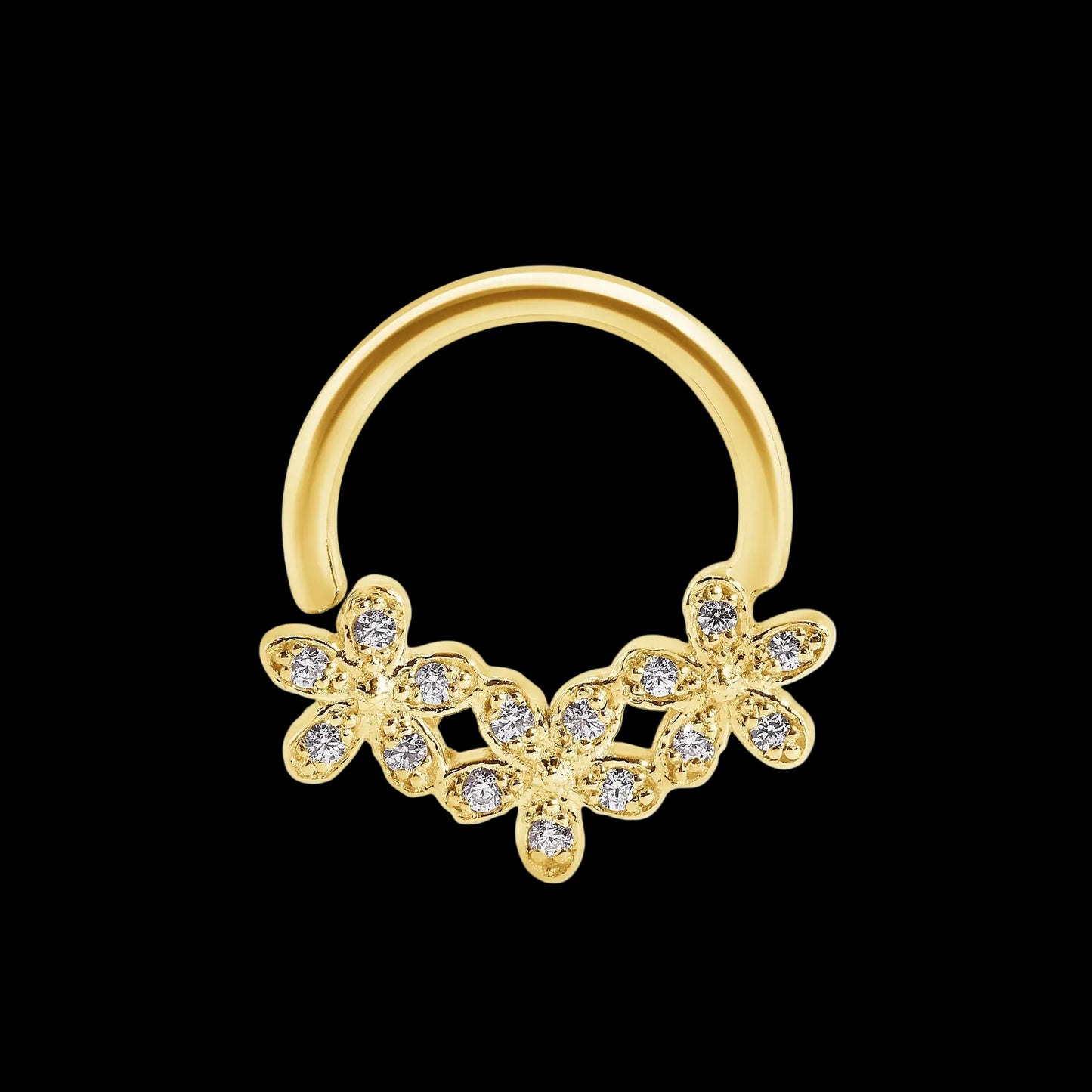 "Alyssa" Pink CZ 16g 3/8 YG Seamring