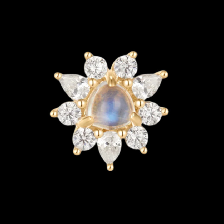 "Bayside" Rainbow Moonstone/CZ YG