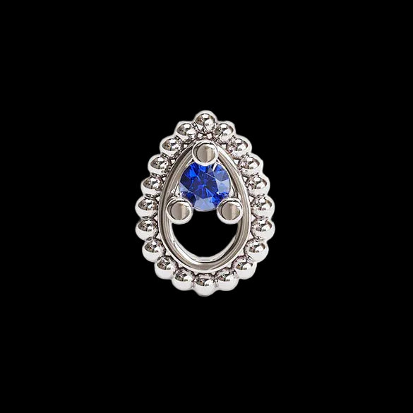 Beaded Teardrop Genuine Blue Sapphire WG