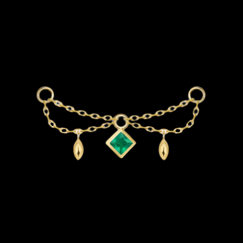 "Belle Chain" Green Chalcedony YG