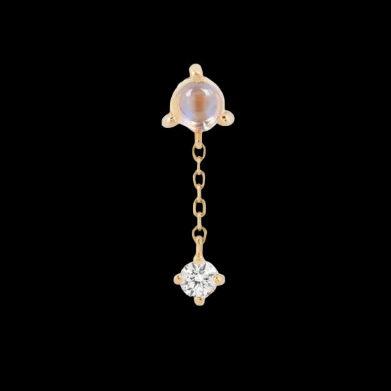"Bianca" Genuine Blue Moonstone/White Sapphire YG