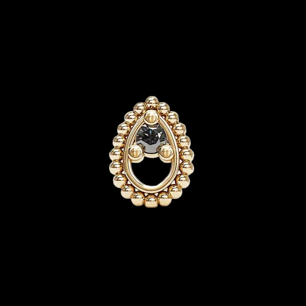 Beaded Teardrop Genuine Black Diamond YG