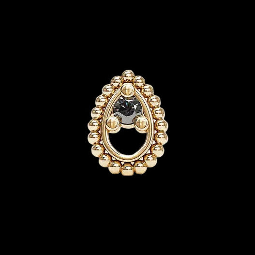 Beaded Teardrop Genuine Black Diamond YG