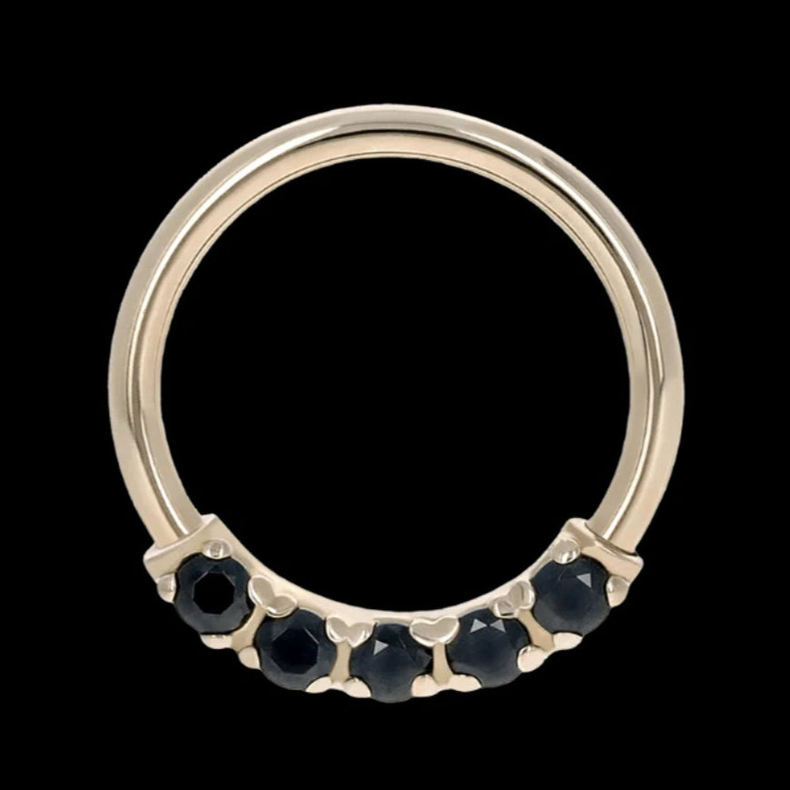 16g 5/16 5 gem Black Ring YG