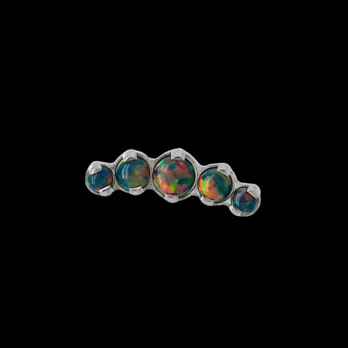 5 Gem Black Opal Curved Cluster Ti.