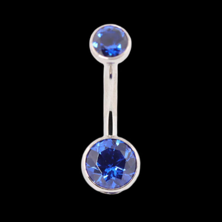 Double Blue Topaz Bezel Curve Ti.
