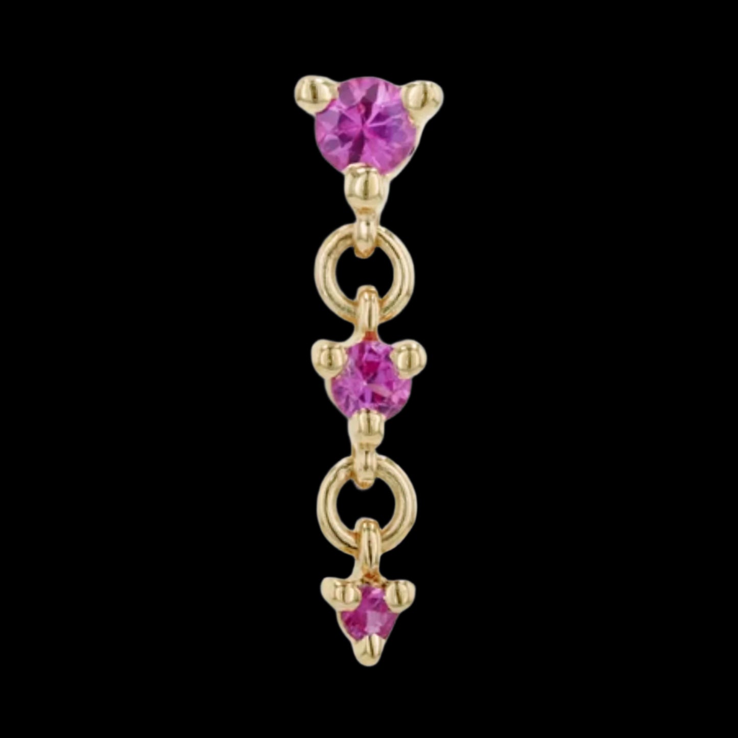 "Cascade 3" Genuine Pink Sapphire YG