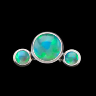 3 gem Lime Green Opal Cluster 16g Threaded Top Ti.