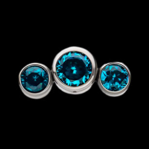 3 gem Blue Topaz Cluster Side Set Ti