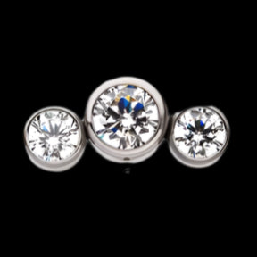 3 gem CZ Cluster Side Set Ti.