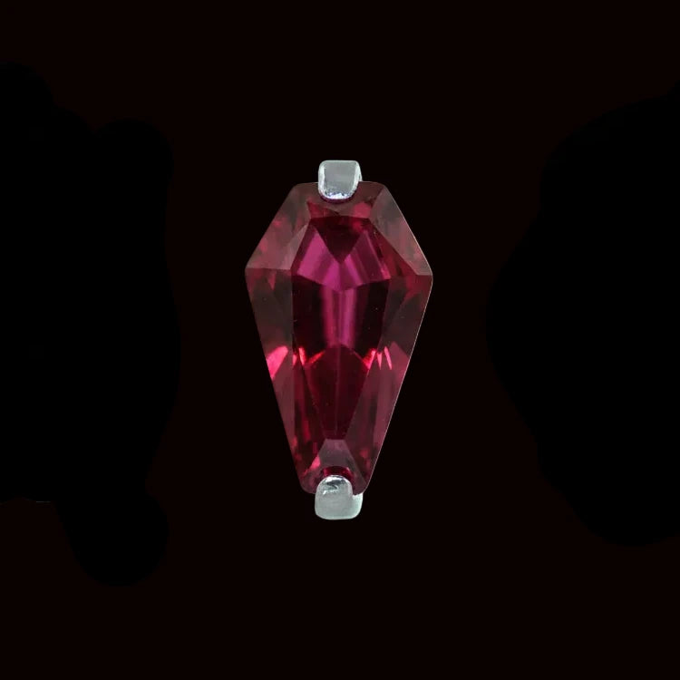 "Coffin Prong" Ruby Red CZ Ti.