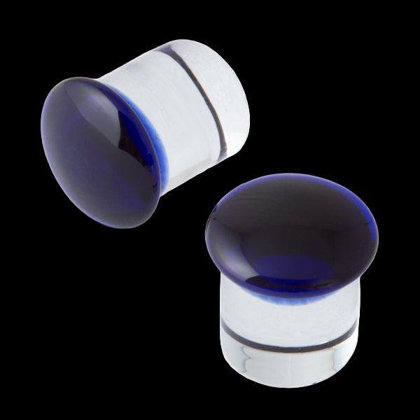 6g Cobalt Blue/Clear Glass Plugs