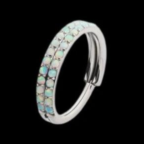 16g 5/16 Double Row White Opal Clicker Ti.