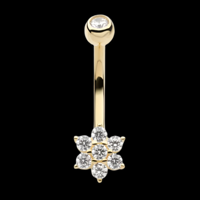 CZ Flower Navel Curve YG
