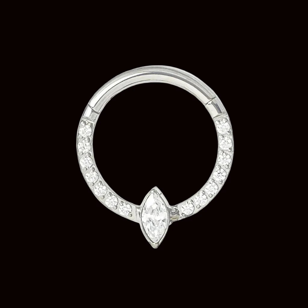 16g 5/16 CZ Marquise Clicker Ti.