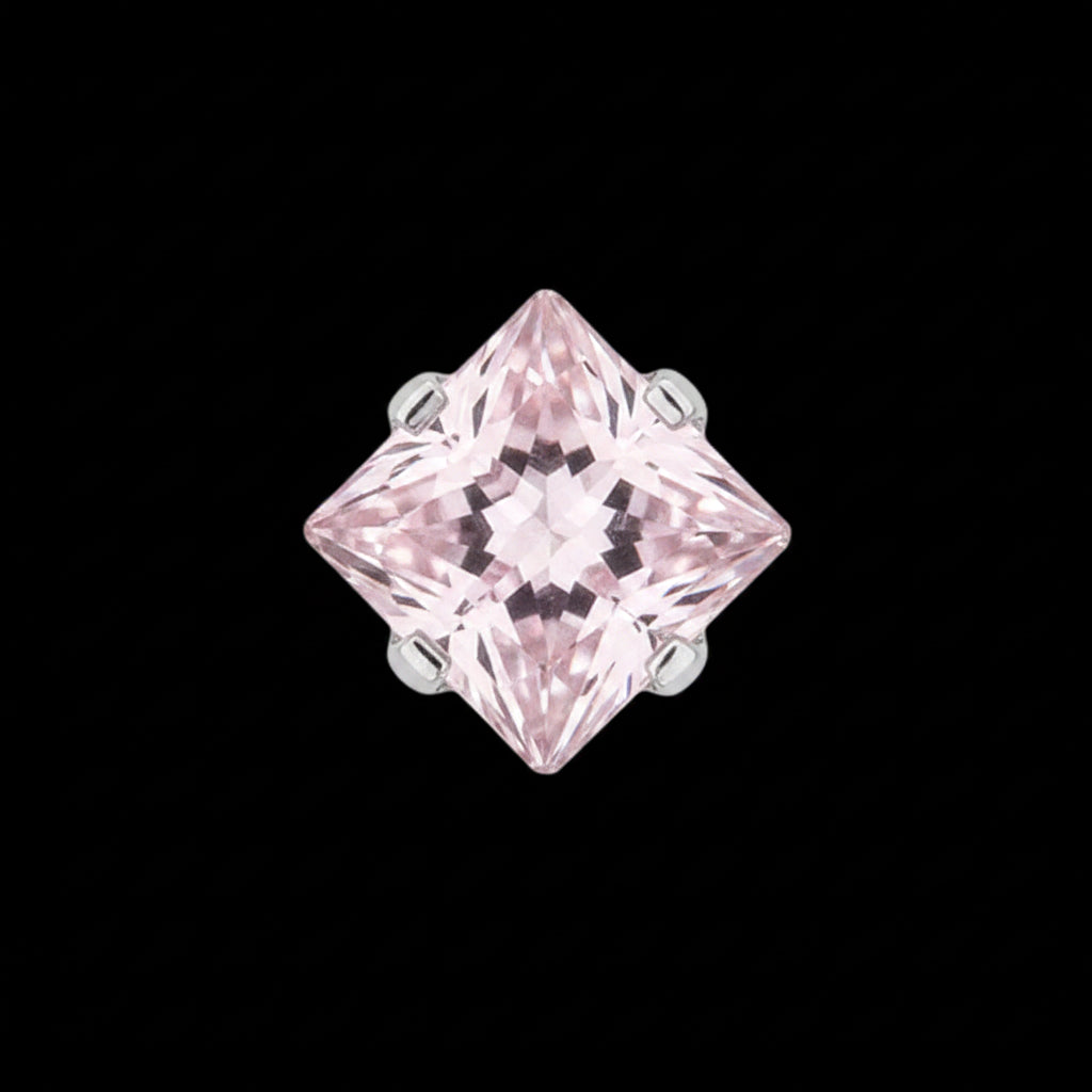 3m Morganite CZ Princess Prong Ti.
