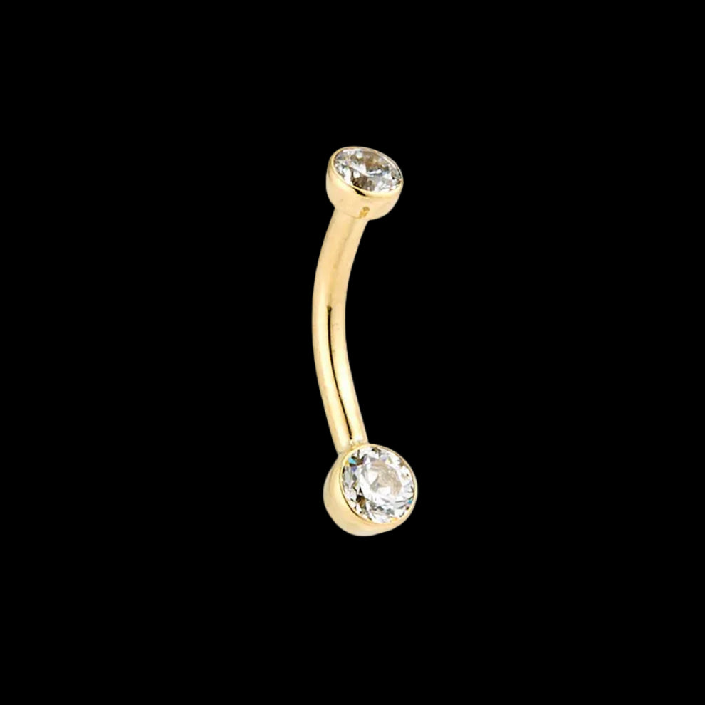 16g 5/16 Double CZ Bezel Curve YG