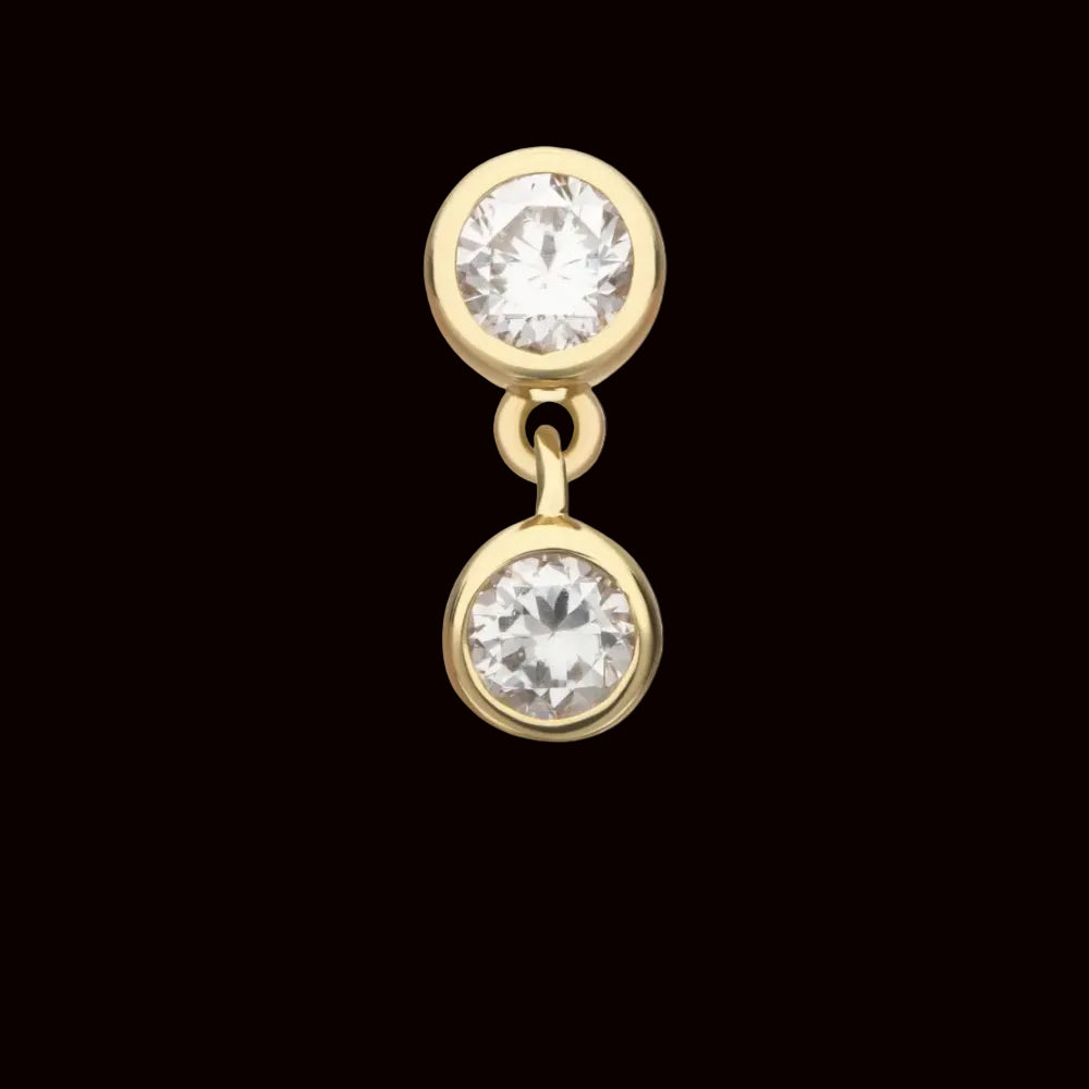 Double Bezel Lab Diamond Dangle 14k YG