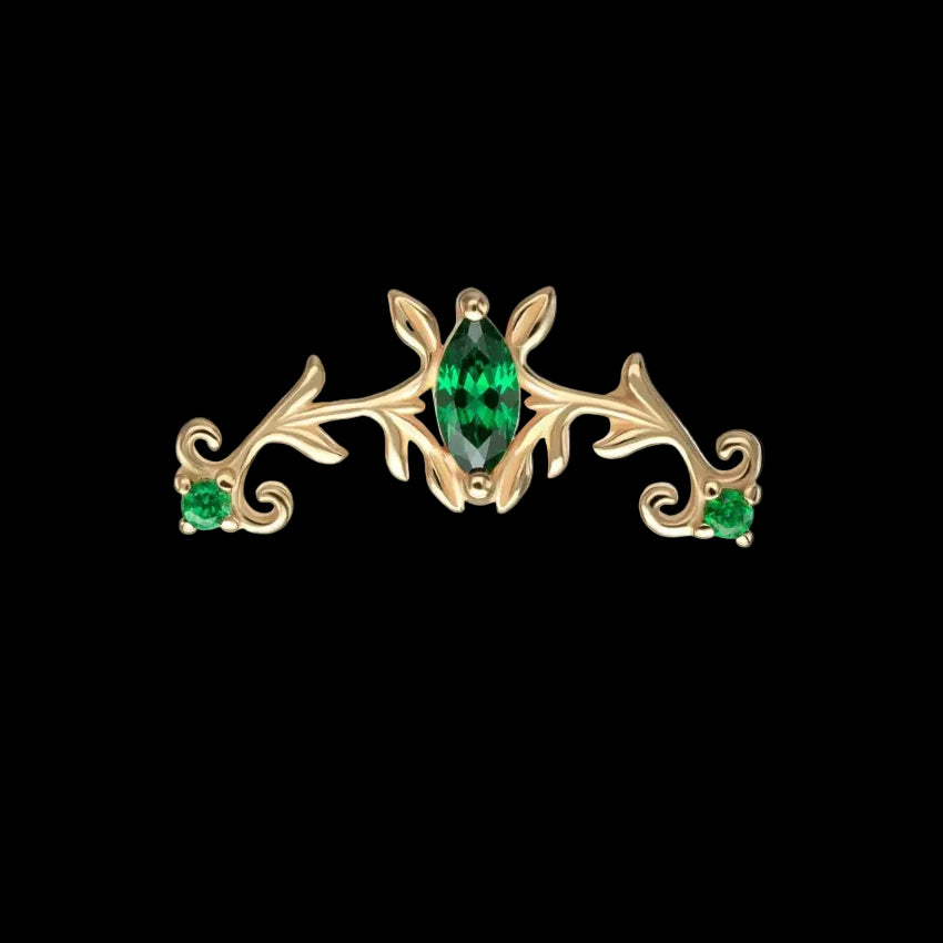 "Emerald Crown" Green CZ YG