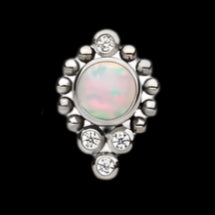 White Opal Beaded Cluster 16g Threaded Ti.