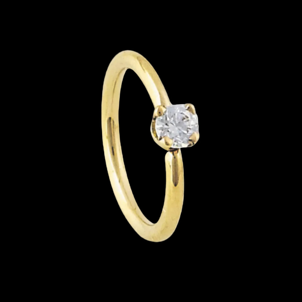 18g 9/32 CZ Fixed Gem Ring YG
