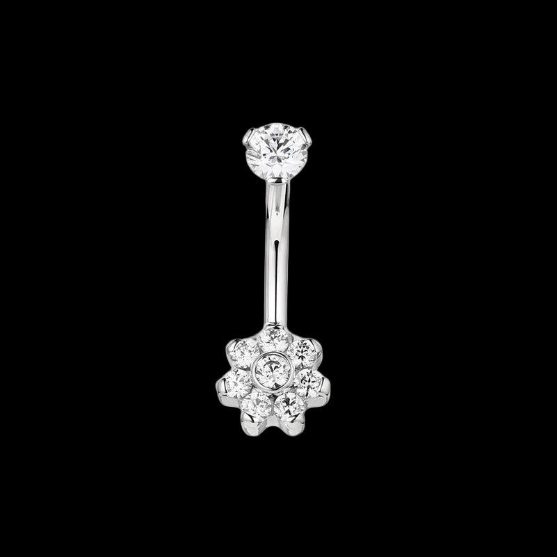 Double CZ Flower Navel Curve Ti.