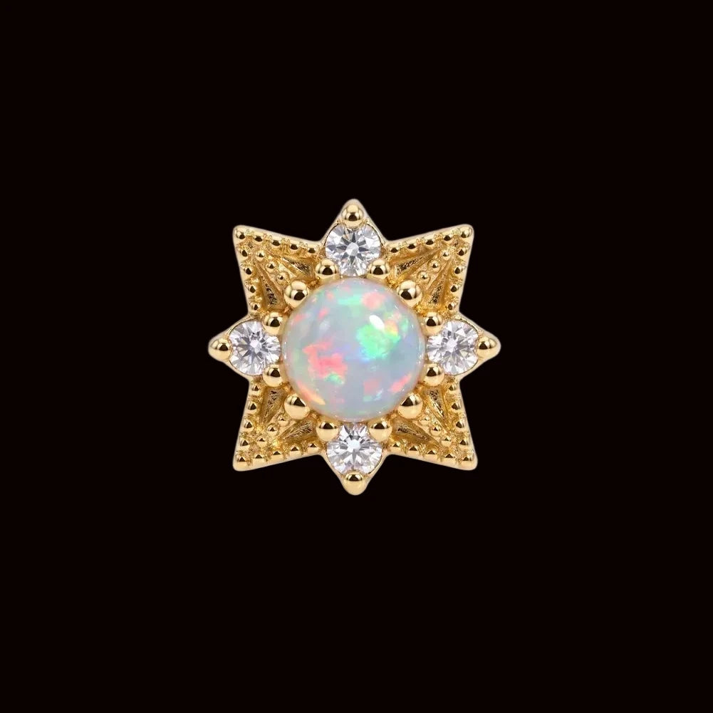 "Frances" Natural Opal/Genuine Diamond 14k YG