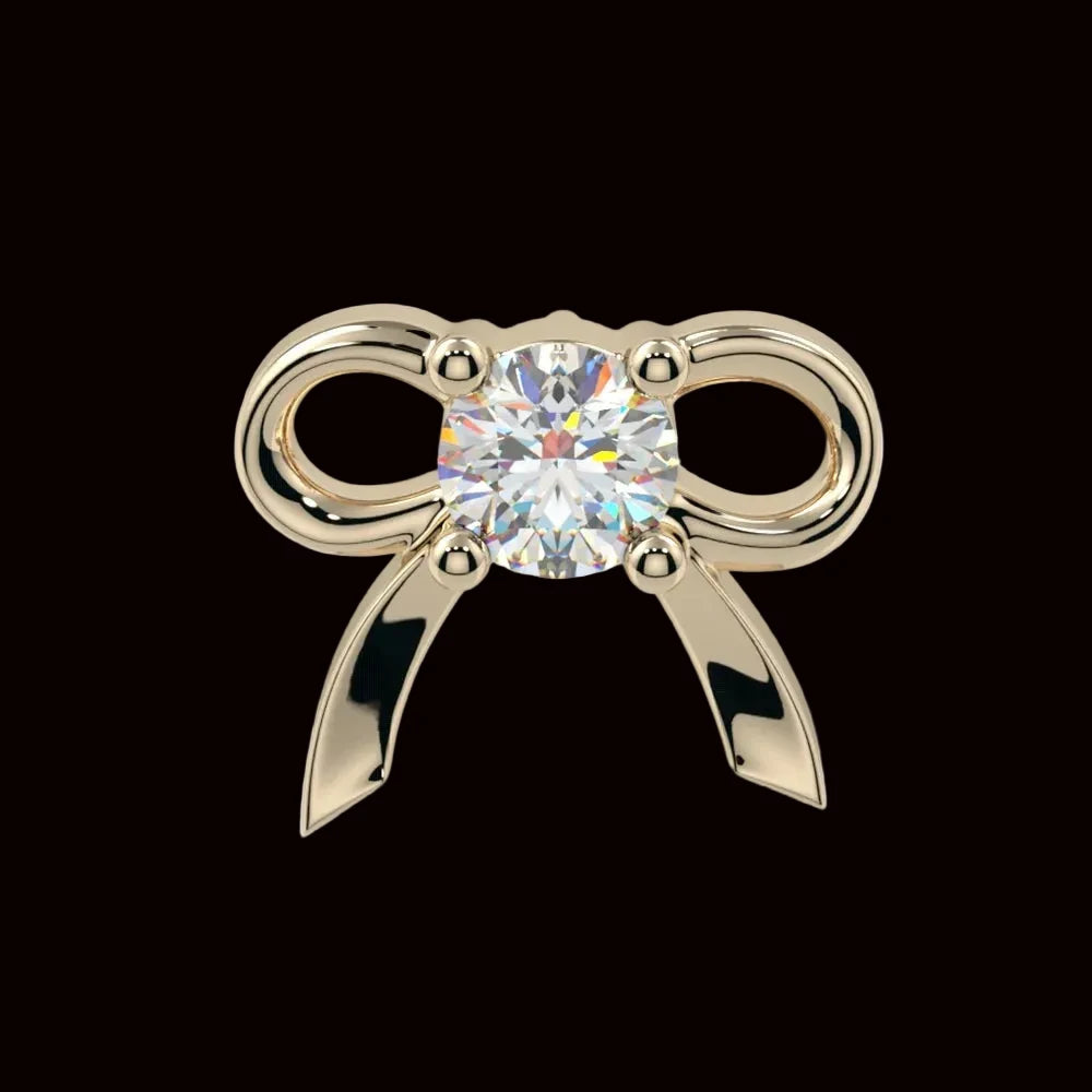 "Gemmed Bow" CZ 14k YG