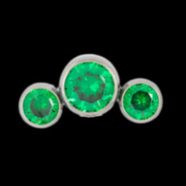 3 gem Emerald Green Cluster Side Set Ti