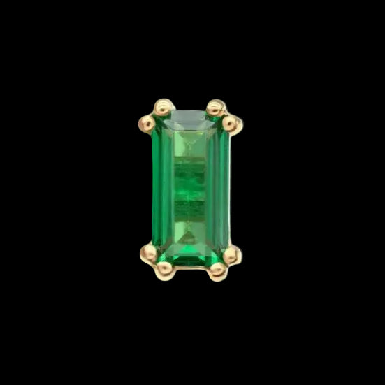 4m Emerald Cut Green CZ Prong YG