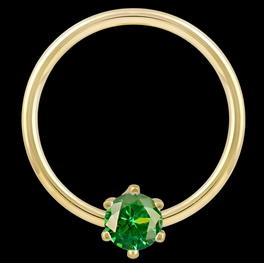 16g 11/32 Emerald Green Prong Seamring YG