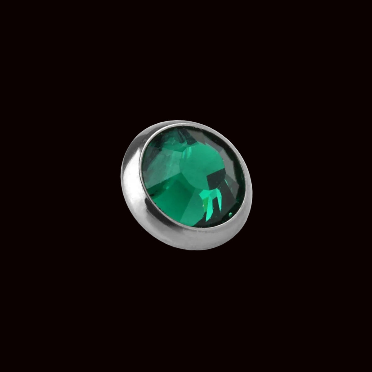 6m Green Rose Cut CZ 14g Threaded Top Ti.