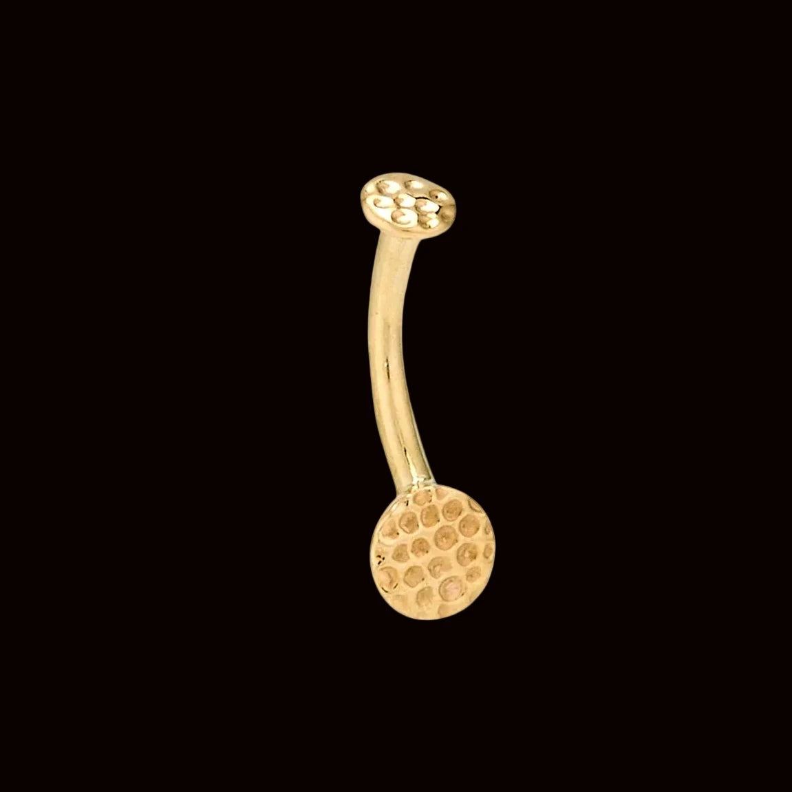 "Hammered Rookstar" 16g 5/16 Threaded Curve 14k YG