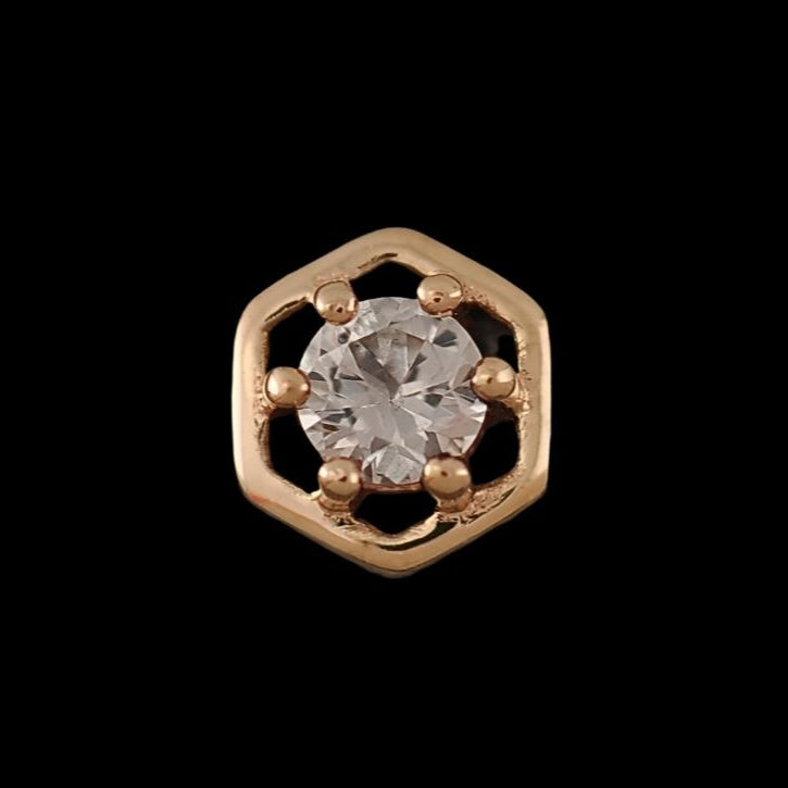 "Hexa" Genuine White Sapphire YG