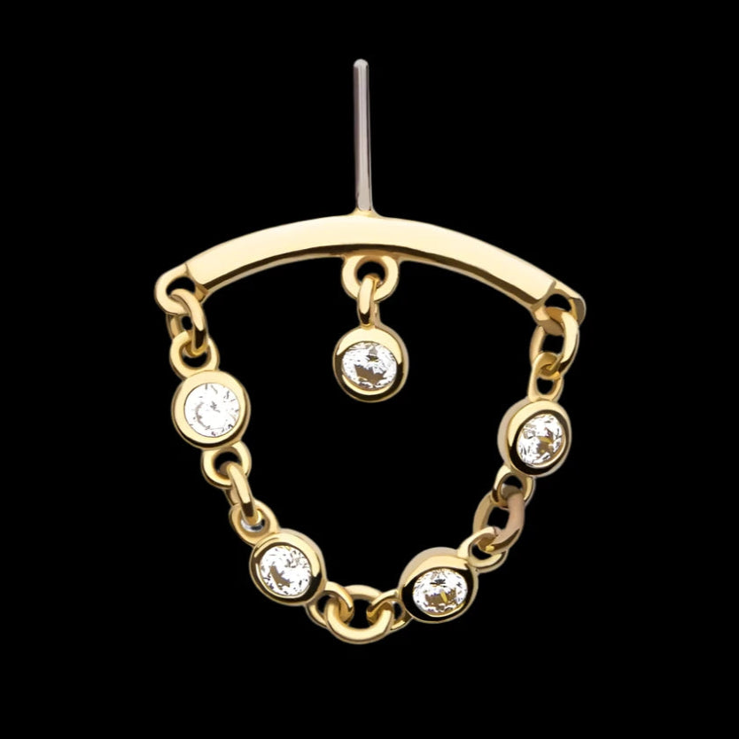 CZ Bezel Hidden Helix Dangle YG