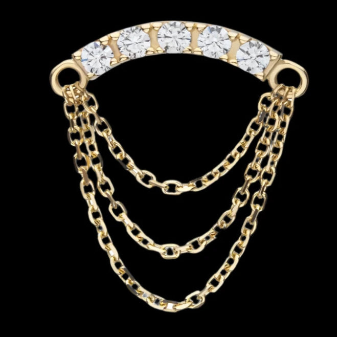 5 gem CZ Chained Cluster YG