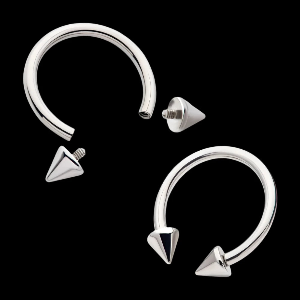 16g 3/8 Spiked Horseshoe Ti.