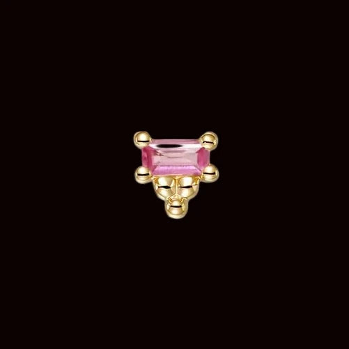 "Lex" East-West Genuine Pink Sapphire Baguette 14k YG