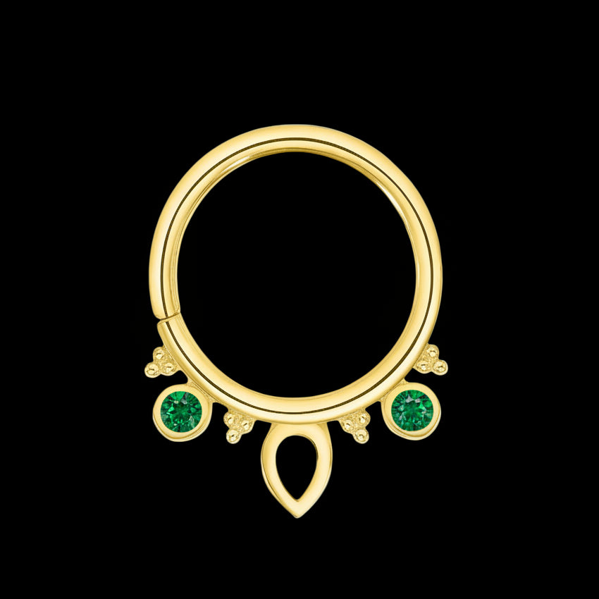 "Lillian" Green CZ YG Seamring