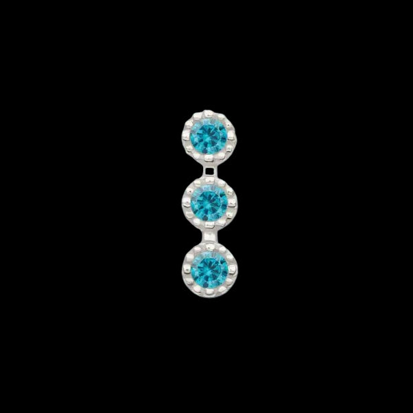 "Milgrain Triple Cluster" Blue Topaz CZ WG