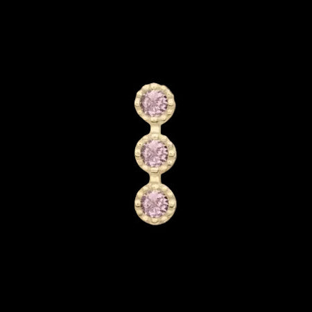 "Milgrain Triple Cluster" Pink CZ YG